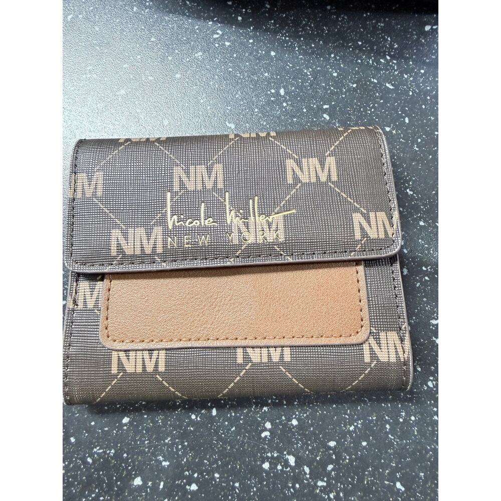 Nichole Miller New York Brown Monogram Wallet Snap Closure